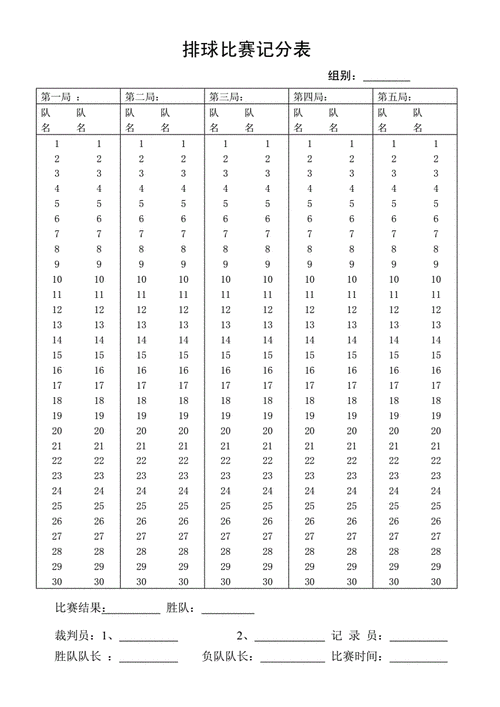 排球比赛,排球比赛计分表格