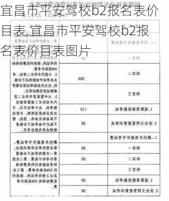 宜昌市平安驾校b2报名表价目表,宜昌市平安驾校b2报名表价目表图片