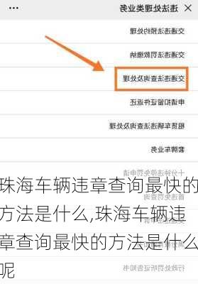 珠海车辆违章查询最快的方法是什么,珠海车辆违章查询最快的方法是什么呢