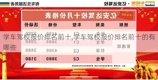 学车驾校报价排名前十,学车驾校报价排名前十的有哪些