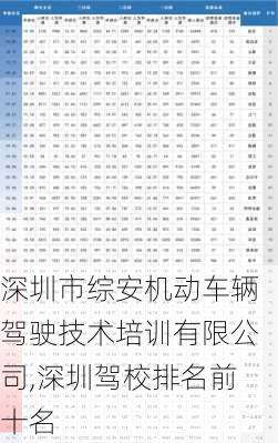 深圳市综安机动车辆驾驶技术培训有限公司,深圳驾校排名前十名