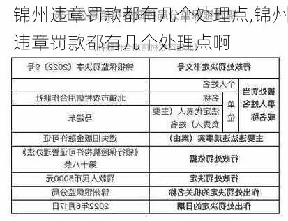 锦州违章罚款都有几个处理点,锦州违章罚款都有几个处理点啊