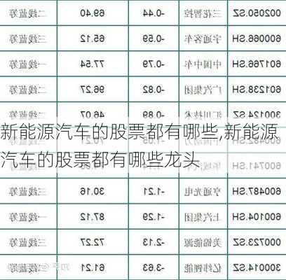 新能源汽车的股票都有哪些,新能源汽车的股票都有哪些龙头