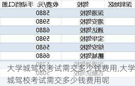 大学城驾校考试需交多少钱费用,大学城驾校考试需交多少钱费用呢