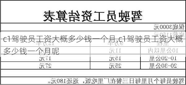 c1驾驶员工资大概多少钱一个月,c1驾驶员工资大概多少钱一个月呢