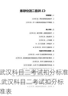 武汉科目二考试扣分标准,武汉科目二考试扣分标准表