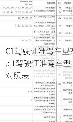 C1驾驶证准驾车型?,c1驾驶证准驾车型对照表