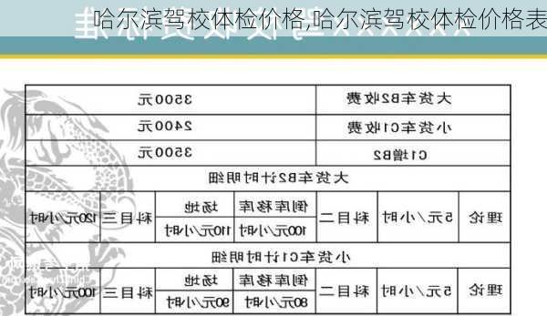 哈尔滨驾校体检价格,哈尔滨驾校体检价格表