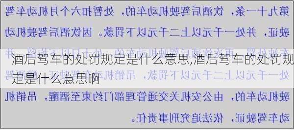 酒后驾车的处罚规定是什么意思,酒后驾车的处罚规定是什么意思啊