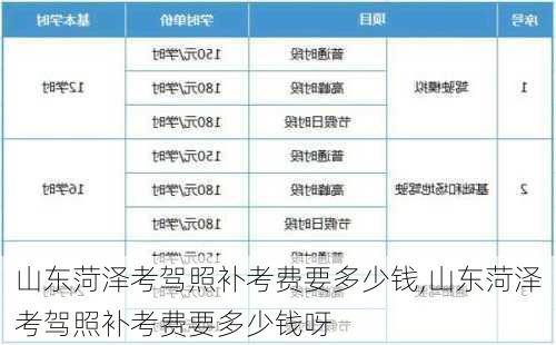 山东菏泽考驾照补考费要多少钱,山东菏泽考驾照补考费要多少钱呀