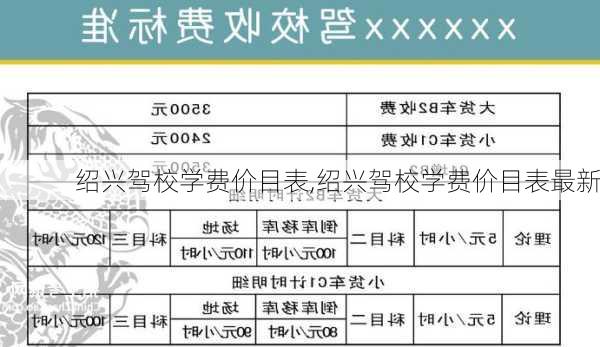 绍兴驾校学费价目表,绍兴驾校学费价目表最新