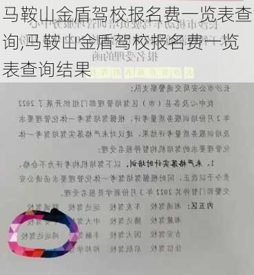 马鞍山金盾驾校报名费一览表查询,马鞍山金盾驾校报名费一览表查询结果