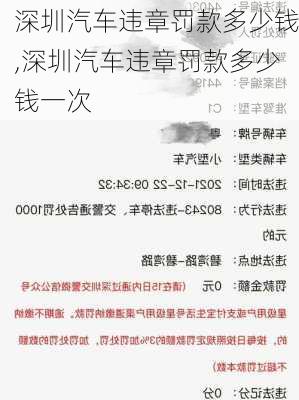 深圳汽车违章罚款多少钱,深圳汽车违章罚款多少钱一次