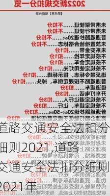 道路交通安全法扣分细则2021,道路交通安全法扣分细则2021年