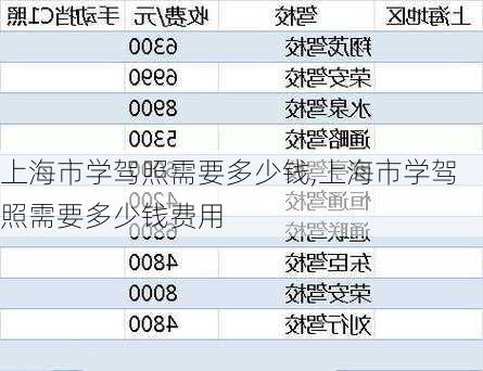 上海市学驾照需要多少钱,上海市学驾照需要多少钱费用