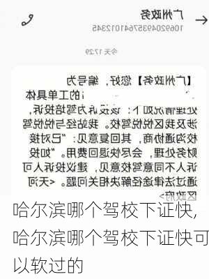 哈尔滨哪个驾校下证快,哈尔滨哪个驾校下证快可以软过的