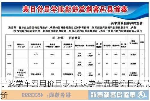 宁波学车费用价目表,宁波学车费用价目表最新