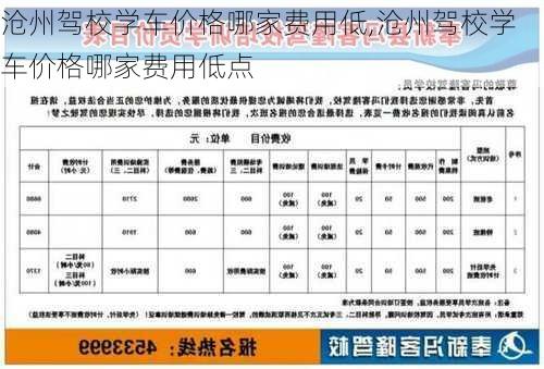 沧州驾校学车价格哪家费用低,沧州驾校学车价格哪家费用低点