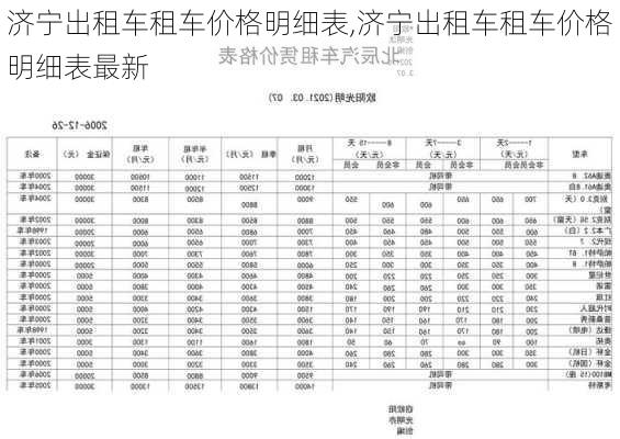 济宁出租车租车价格明细表,济宁出租车租车价格明细表最新