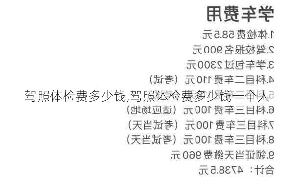 驾照体检费多少钱,驾照体检费多少钱一个人