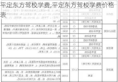 平定东方驾校学费,平定东方驾校学费价格表