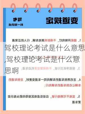 驾校理论考试是什么意思,驾校理论考试是什么意思啊