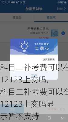 科目二补考费可以在12123上交吗,科目二补考费可以在12123上交吗显示暂不支持