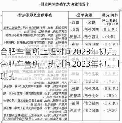 合肥车管所上班时间2023年初几,合肥车管所上班时间2023年初几上班的