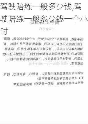 驾驶陪练一般多少钱,驾驶陪练一般多少钱一个小时