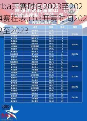 cba开赛时间2023至2024赛程表,cba开赛时间2022至2023