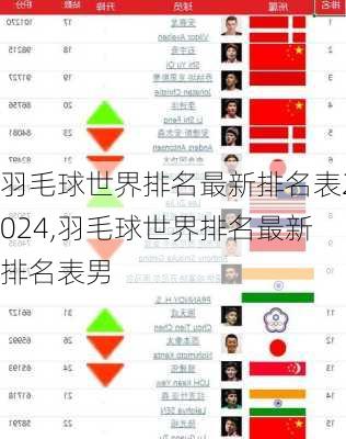 羽毛球世界排名最新排名表2024,羽毛球世界排名最新排名表男