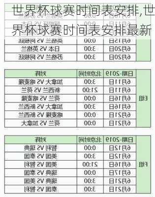 世界杯球赛时间表安排,世界杯球赛时间表安排最新