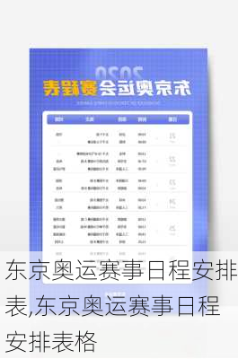 东京奥运赛事日程安排表,东京奥运赛事日程安排表格