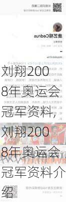 刘翔2008年奥运会冠军资料,刘翔2008年奥运会冠军资料介绍