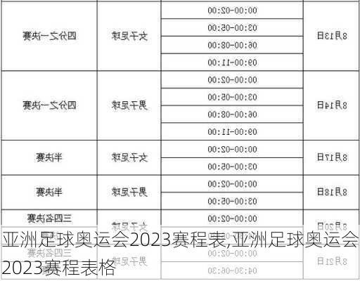 亚洲足球奥运会2023赛程表,亚洲足球奥运会2023赛程表格