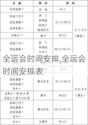 全运会时间安排,全运会时间安排表