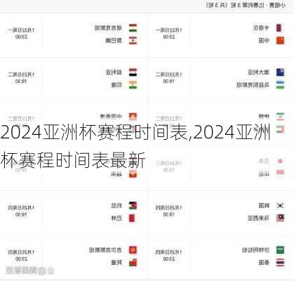 2024亚洲杯赛程时间表,2024亚洲杯赛程时间表最新