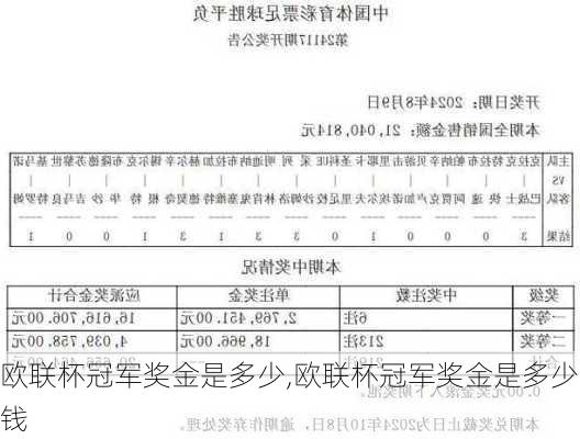 欧联杯冠军奖金是多少,欧联杯冠军奖金是多少钱