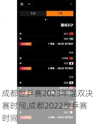 成都世乒赛2023年混双决赛时间,成都2022世乒赛时间