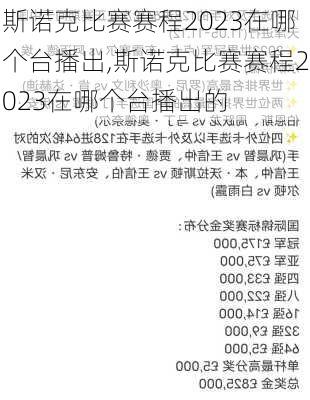 斯诺克比赛赛程2023在哪个台播出,斯诺克比赛赛程2023在哪个台播出的