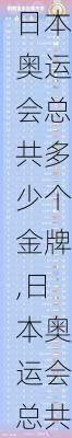 日本奥运会总共多少个金牌,日本奥运会总共多少个金牌项目