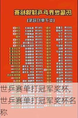 世乒赛单打冠军奖杯,世乒赛单打冠军奖杯名称