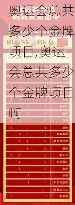 奥运会总共多少个金牌项目,奥运会总共多少个金牌项目啊