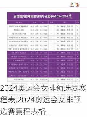 2024奥运会女排预选赛赛程表,2024奥运会女排预选赛赛程表格