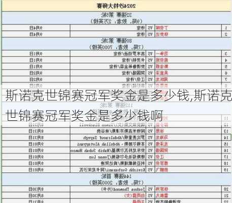 斯诺克世锦赛冠军奖金是多少钱,斯诺克世锦赛冠军奖金是多少钱啊