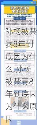 孙杨被禁赛8年到底因为什么,孙杨被禁赛8年到底因为什么原因