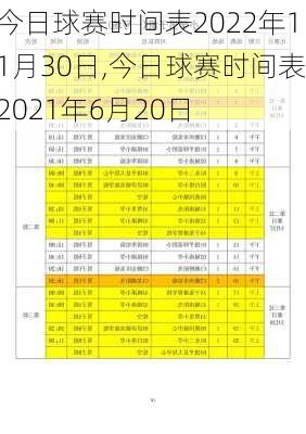 今日球赛时间表2022年11月30日,今日球赛时间表2021年6月20日