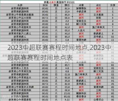 2023中超联赛赛程时间地点,2023中超联赛赛程时间地点表