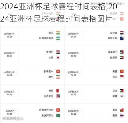 2024亚洲杯足球赛程时间表格,2024亚洲杯足球赛程时间表格图片