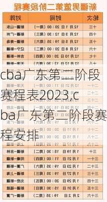 cba广东第二阶段赛程表2023,cba广东第二阶段赛程安排